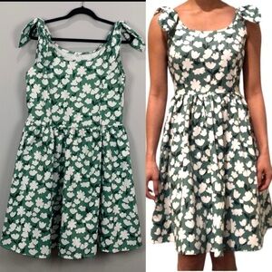 Green Floral Print Fit & Flare Dress